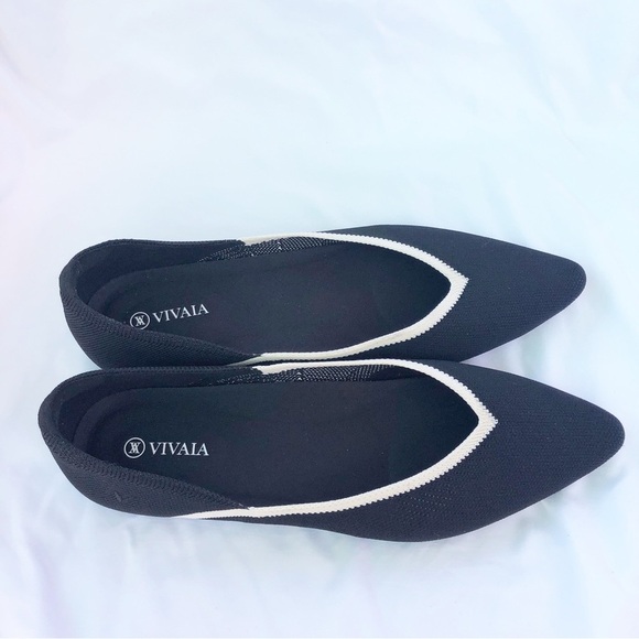 VIVAIA | NWOT POINTED-TOE V-CUT FLATS VIENNA 2.0 IN DEEP EBONY SIZE 10.5 - Picture 7 of 9